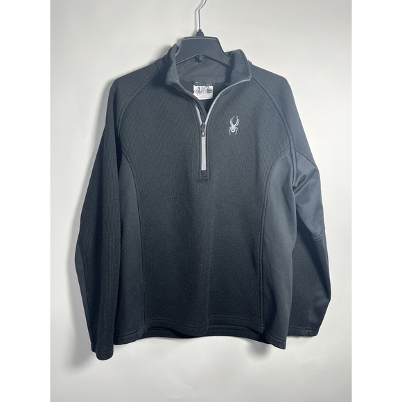 SPYDER Sweater Mens Size L Pullover 1/4 Zip Black Two Tone Ski Outdoors NWOT‎ - Picture 1 of 14